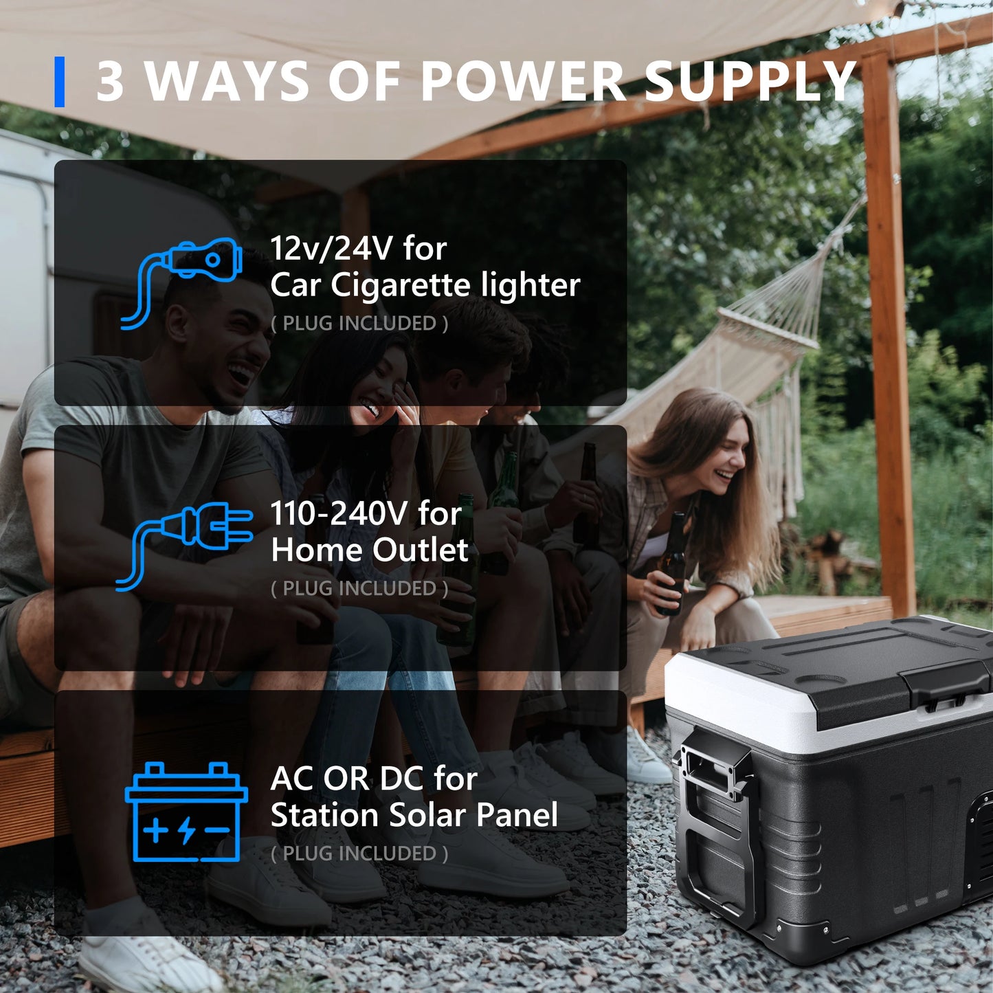 SIMZLIFE 35L Car Portable Freezer 12V Refrigerator Cooler 12V/24V DC Fridge with Wheels