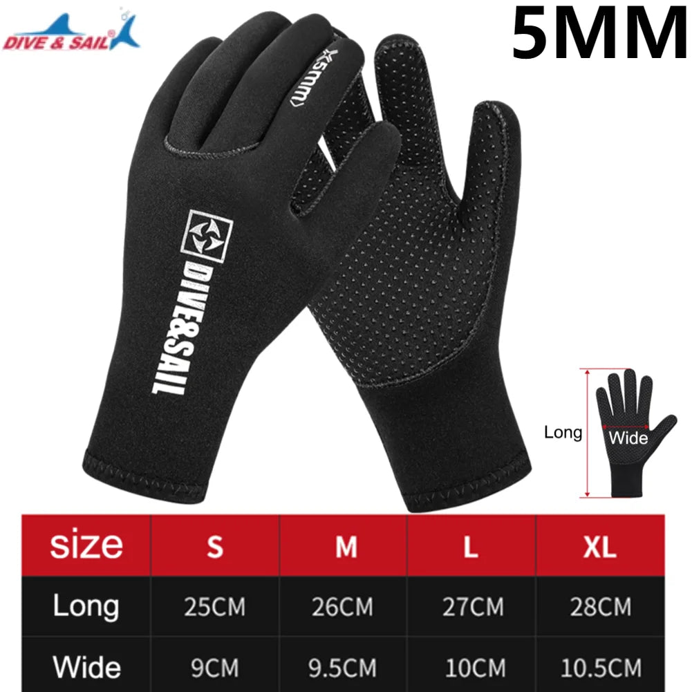 DIVE SAIL 3/5mm Neoprene Diving Winter Heated Gloves For Men Women Diver Wetsuit Snorkeling Canoeing Underwater Hunting Glove