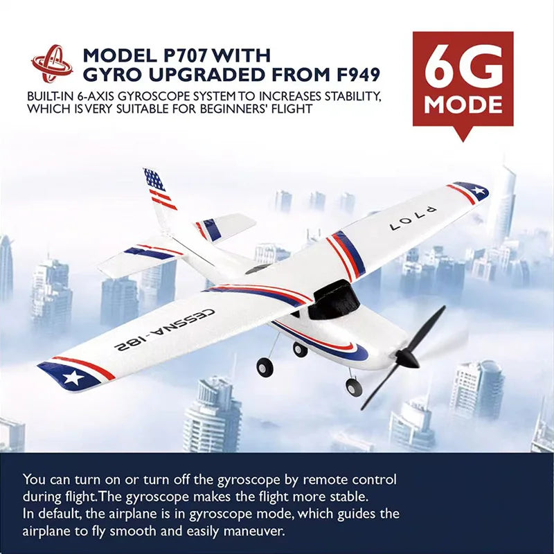 Park10 RC Airplane P707G 2.4G 3D/6G With Gyroscope 3Ch RC Airplane Fixed Wing Plane