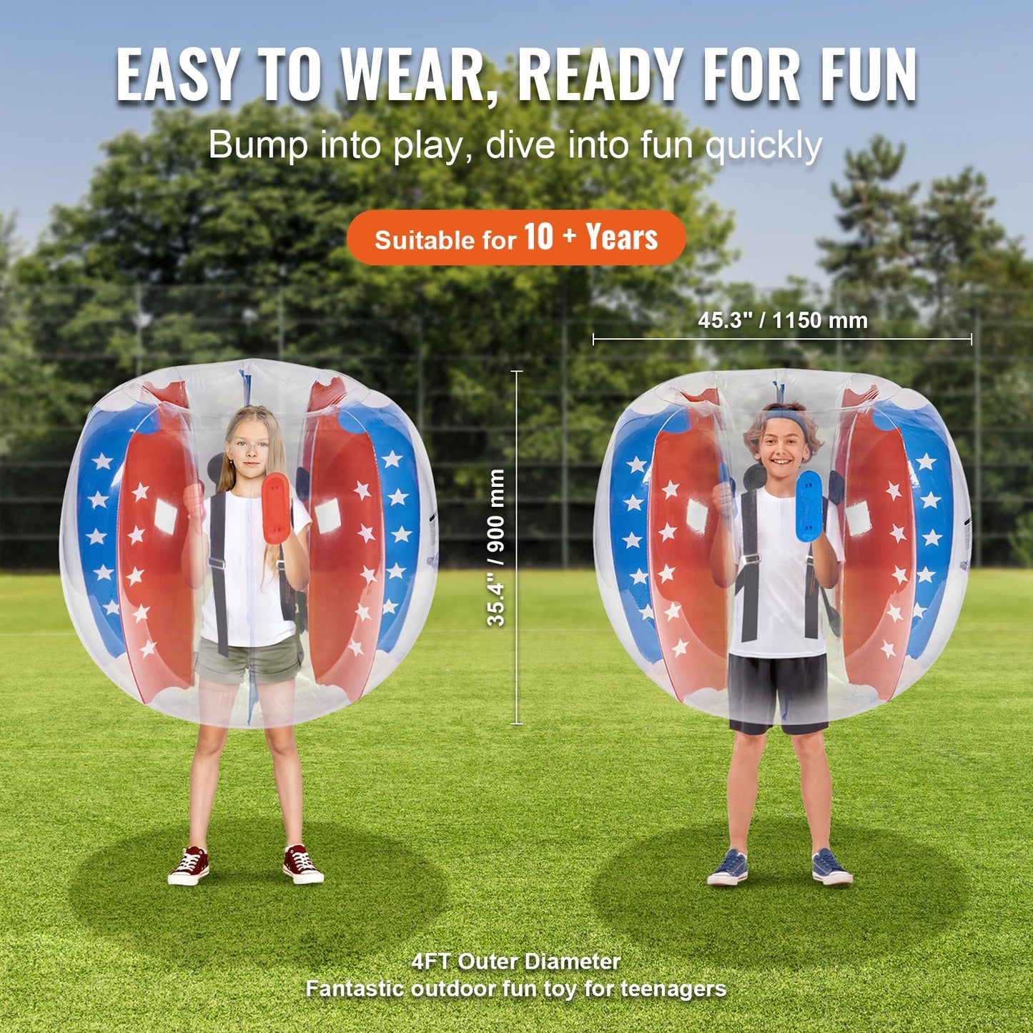 Inflatable Bumper Balls 2-Pack 4 FT/1.2 M Body Sumo Human Hamster Bubble Balls