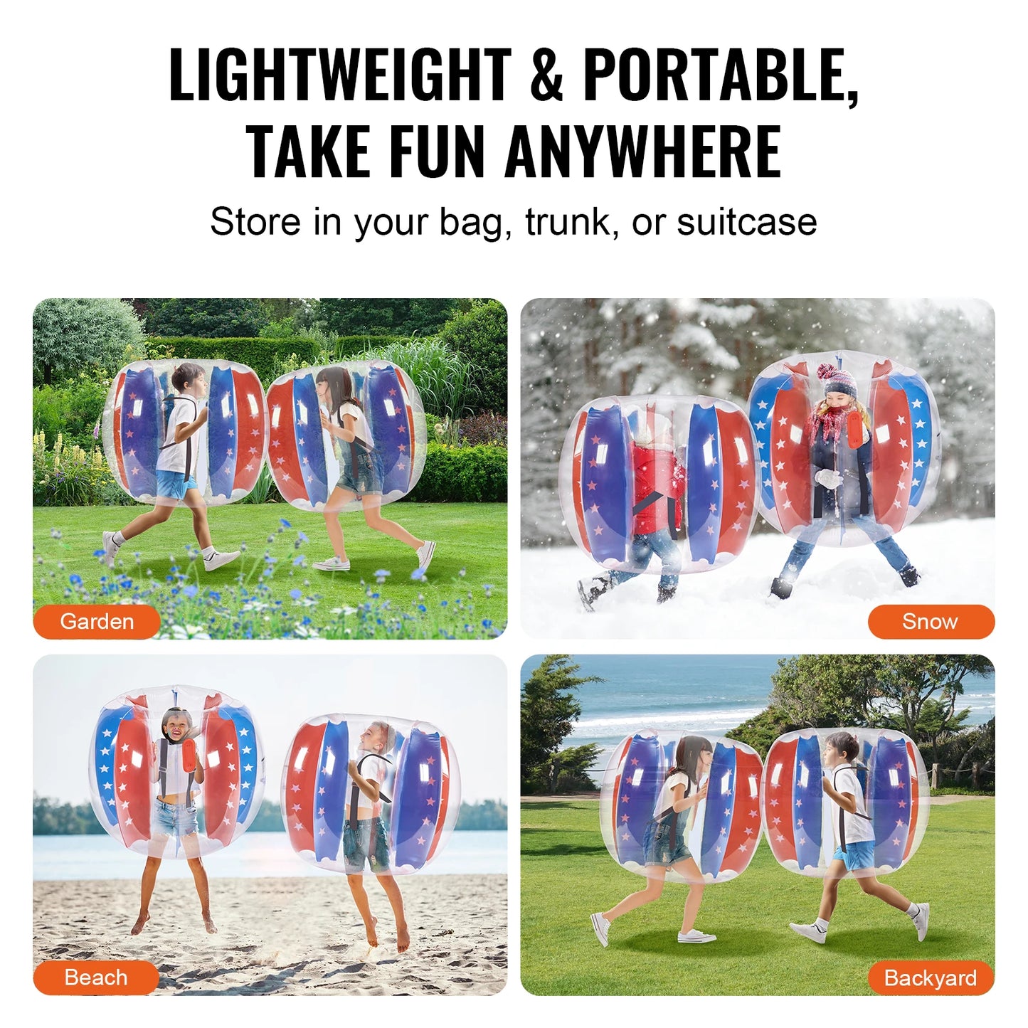 Inflatable Bumper Balls 2-Pack 4 FT/1.2 M Body Sumo Human Hamster Bubble Balls