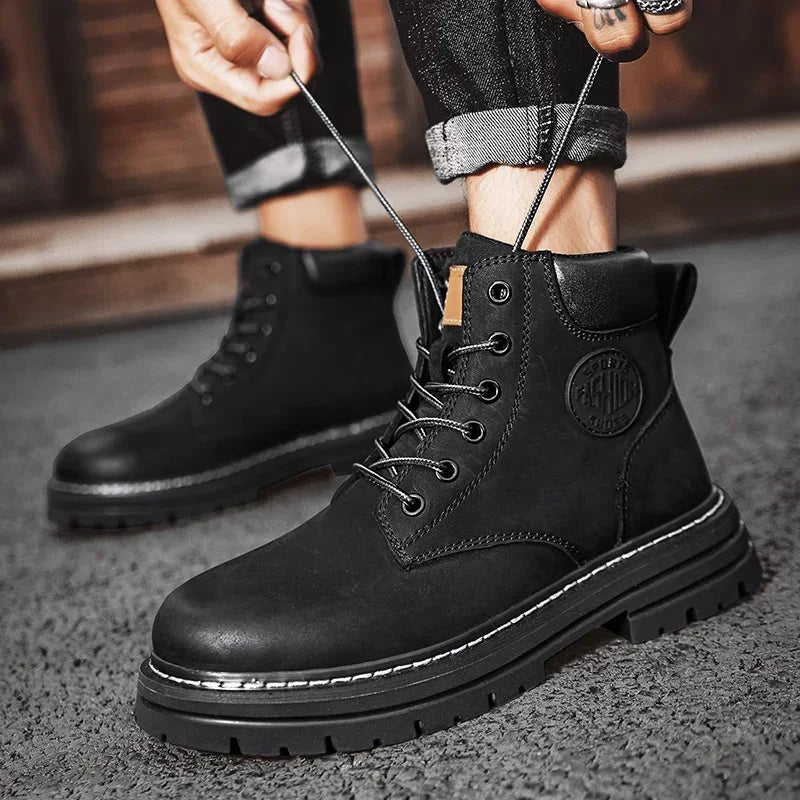 Boots Men High Top Boots High Quality Women Leather Shoes