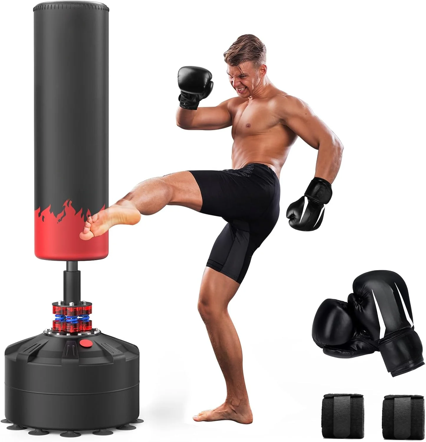 Punching Bag with Boxing Gloves, Freestanding Heavy Bag for Adult Kids,