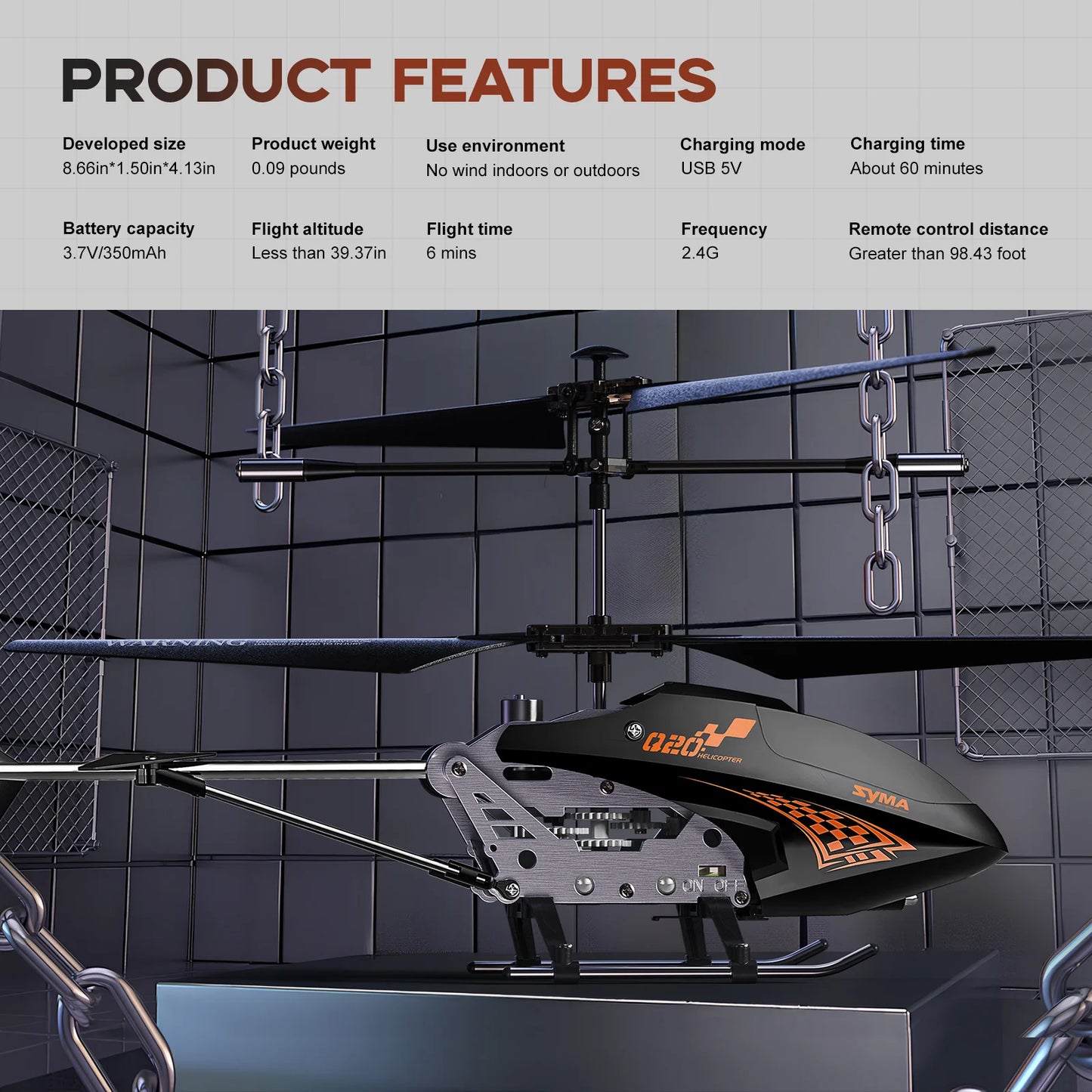 Remote Controlled Helicopter Q20 RC Aircraft with Altitude Hold, One Key take Off/Landing, 3.5 Channel, Gyro Stabilizer