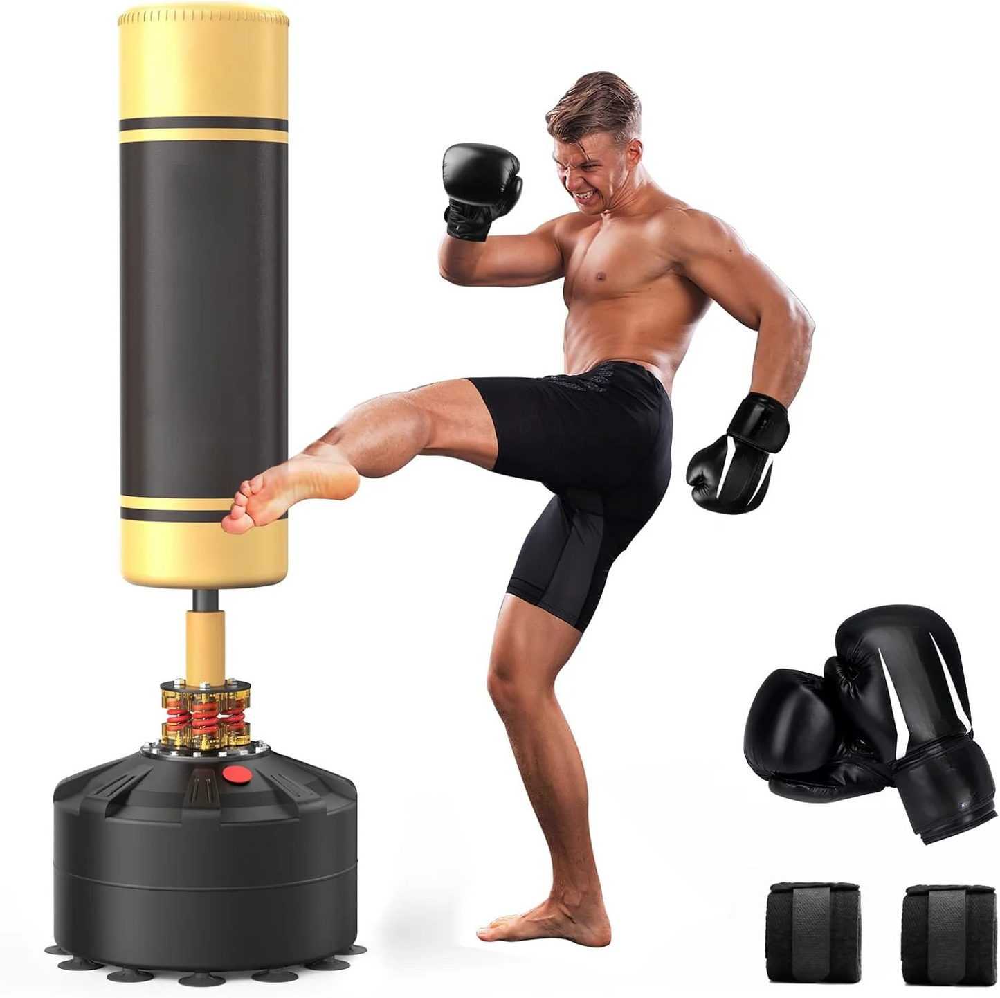 Punching Bag with Boxing Gloves, Freestanding Heavy Bag for Adult Kids,