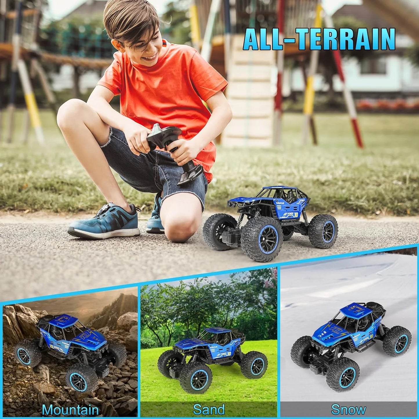 Remote Control Cars, 1:18 Scale All Terrain RC Car, with Spray LED Lights, 4WD
