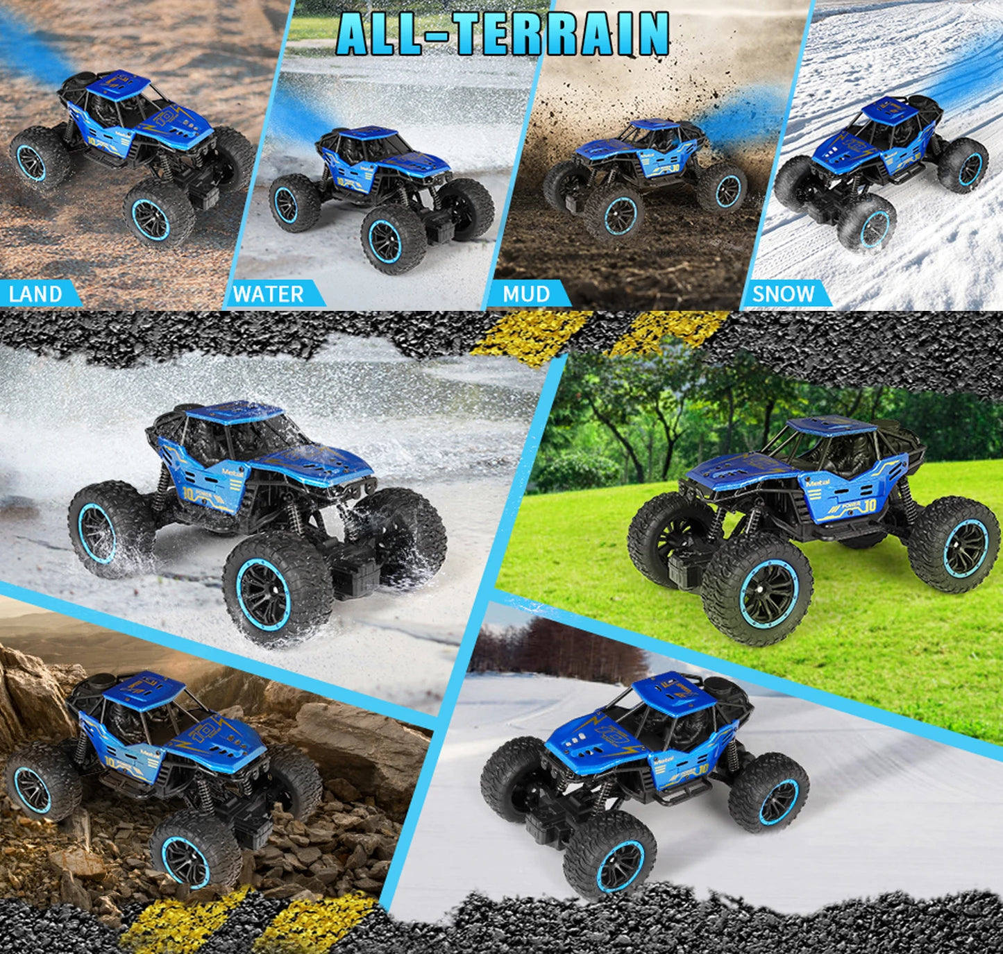 Remote Control Cars, 1:18 Scale All Terrain RC Car, with Spray LED Lights, 4WD