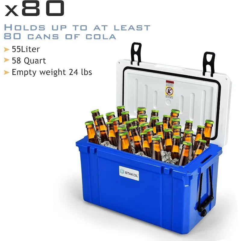 Goplus 58 Quart Cooler, Ice Chest with 4-Day Ice Retention, Anti-Leak Latch, Heavy Duty Hard Cooler, Camping Cooler for Outdoor
