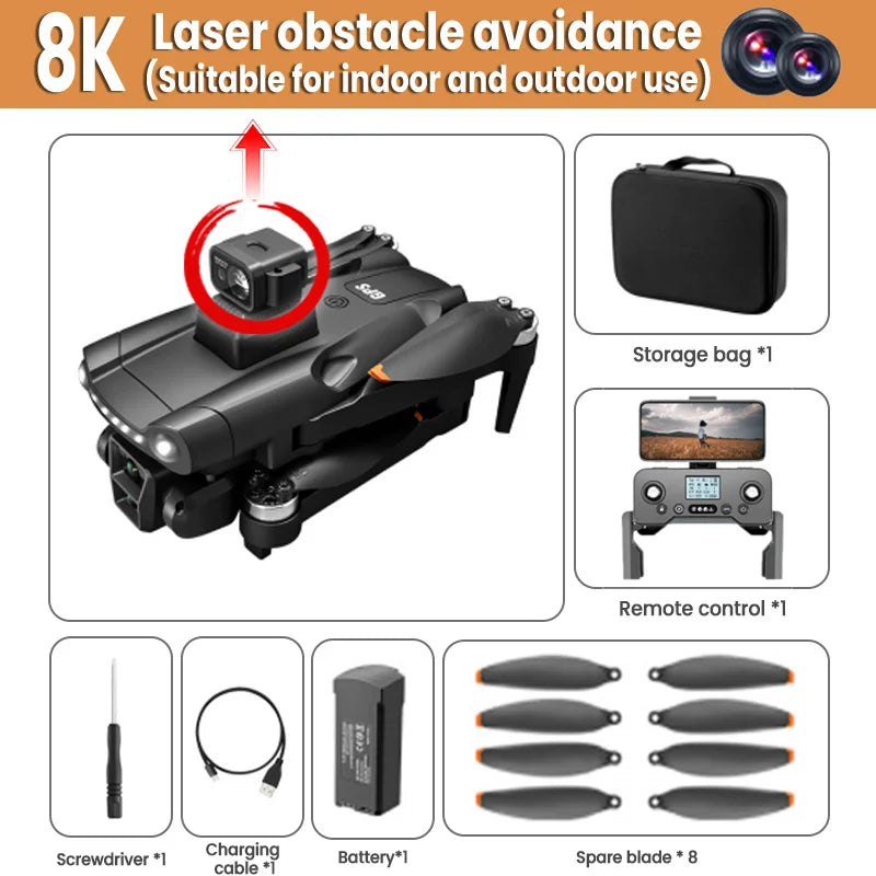 V198GPS Drone 4K Profesional FPV Brushless Laser obstacle avoidance Aerial Optical Foldable