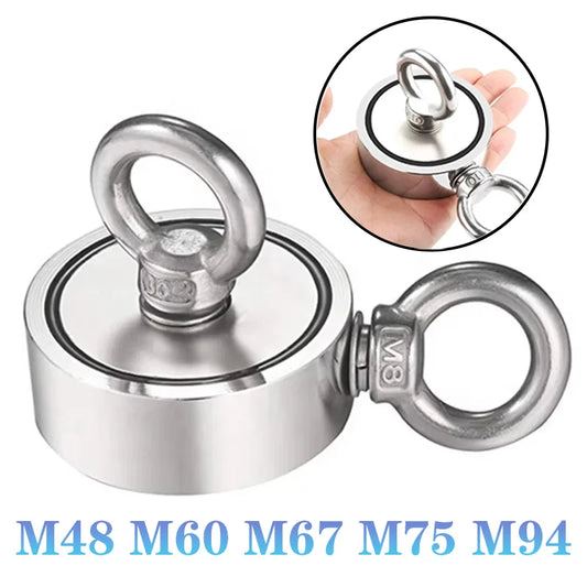 M48-M94mm Double Side Search Magnet Strong Neodymium Magnet Salvage Magnetic Hook Super Power Salvage Fishing Magnetic