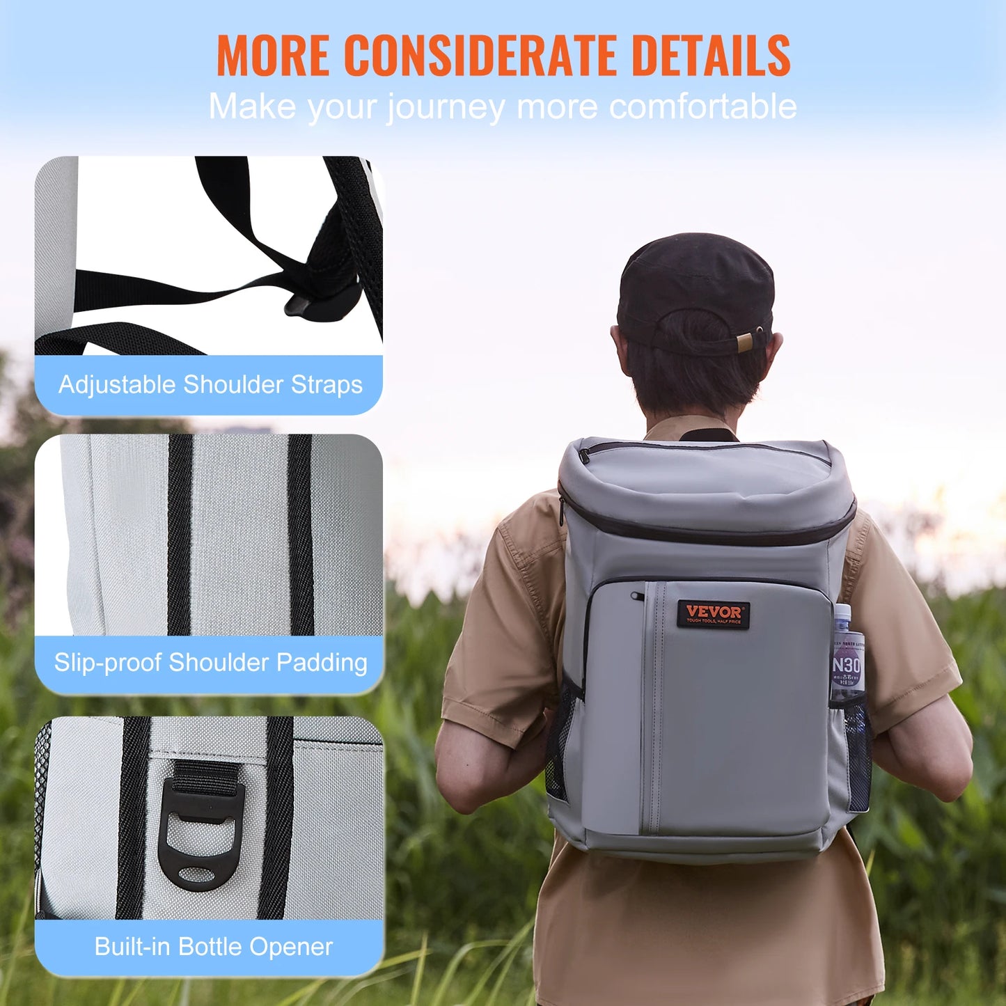 VEVOR 20L Refrigerator Bag Waterproof Cooler Backpack Large Capacity