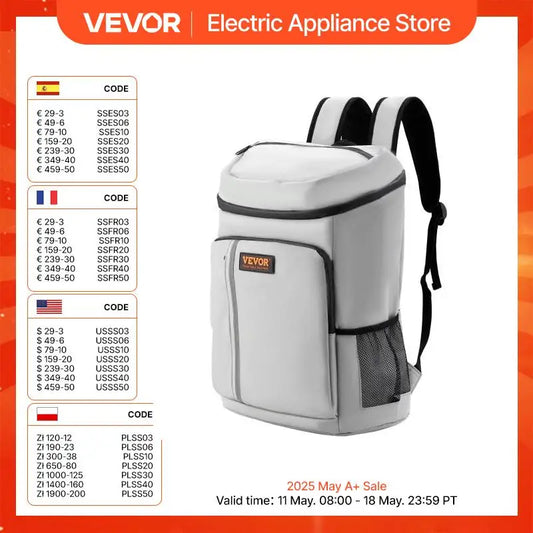 VEVOR 20L Refrigerator Bag Waterproof Cooler Backpack Large Capacity