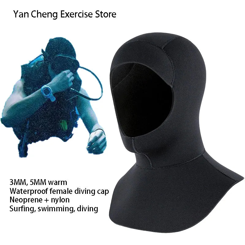 3/5mm Neoprene Diving Hooded Thicken Swimming Cap