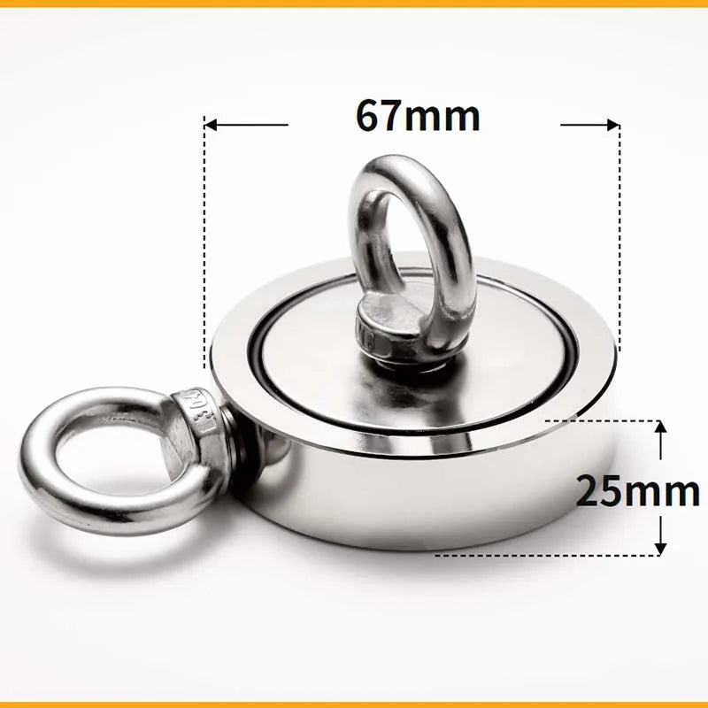M48-M94mm Double Side Search Magnet Strong Neodymium Magnet Salvage Magnetic Hook Super Power Salvage Fishing Magnetic