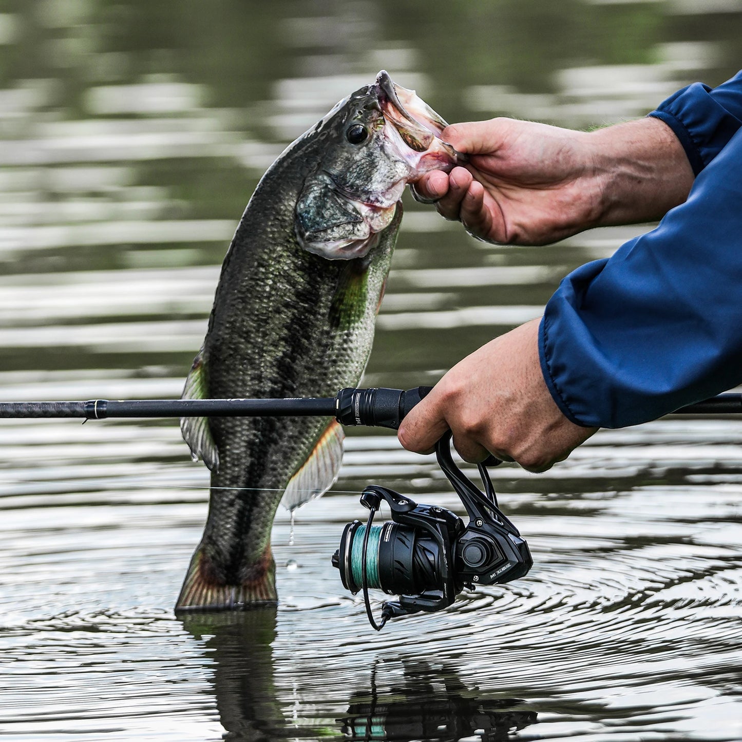 Handing One Piece M1 Fishing Rod, Medium to Heavy Freshwater Fishing Rod, Fuji O+A Ring Guides, 24T Carbon Fiber Trout Bass Rod