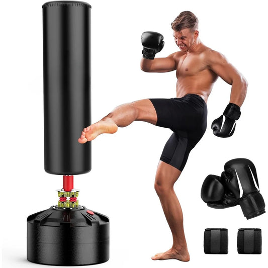 Punching Bag with Boxing Gloves, Freestanding Heavy Bag for Adult Kids,