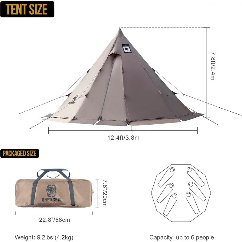 Tent with Stove Jack, 4~6 Person,