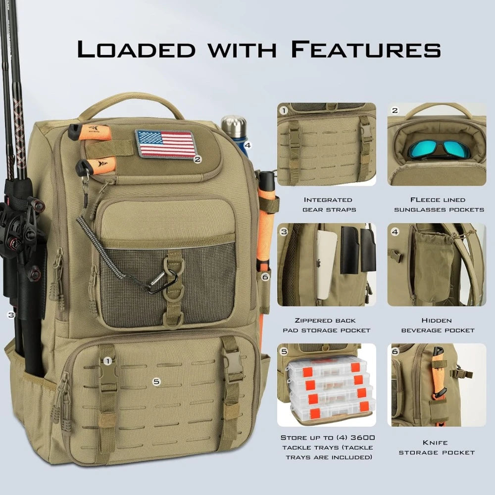 Tackle Backpack With Rod Holders