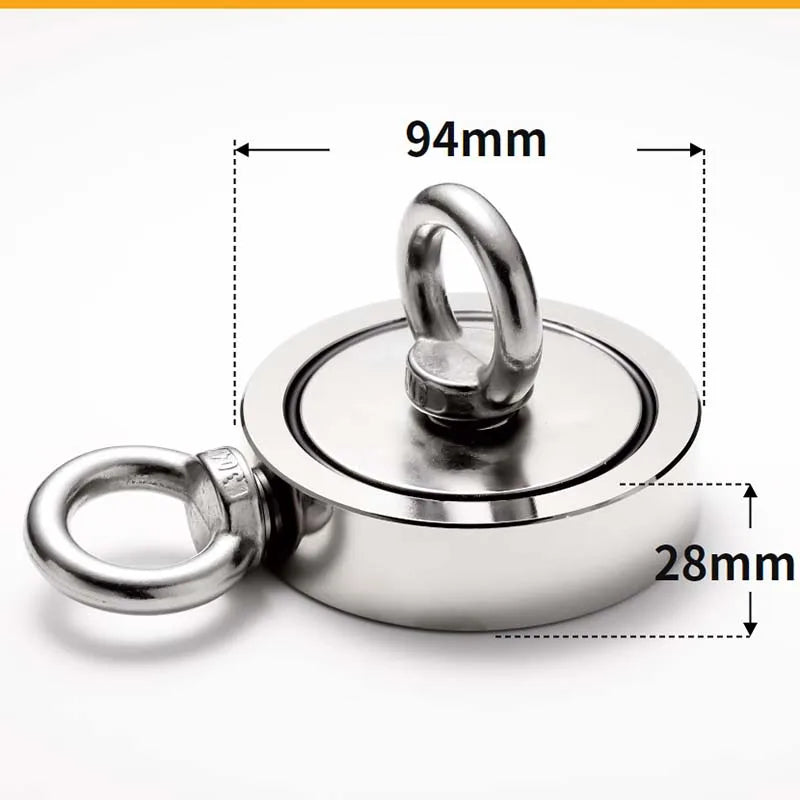 M48-M94mm Double Side Search Magnet Strong Neodymium Magnet Salvage Magnetic Hook Super Power Salvage Fishing Magnetic