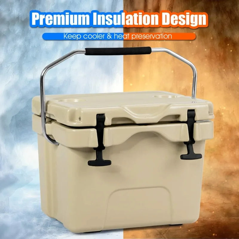 Goplus 16 Quart Cooler,24-Can Capacity Ice Chest w/ 2 Cup Holders, 3-5 Days Ice Retention,Portable Insulated Ice Box for Camping