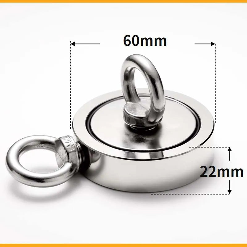 M48-M94mm Double Side Search Magnet Strong Neodymium Magnet Salvage Magnetic Hook Super Power Salvage Fishing Magnetic